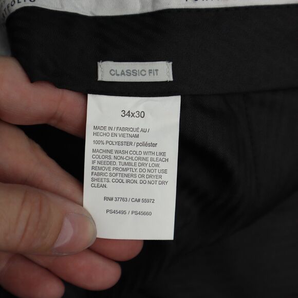 Perry Ellis Pants Blue Gray 34x30 Micro Melange Classic-Fit Stretch Travel Luxe - Picture 2 of 16